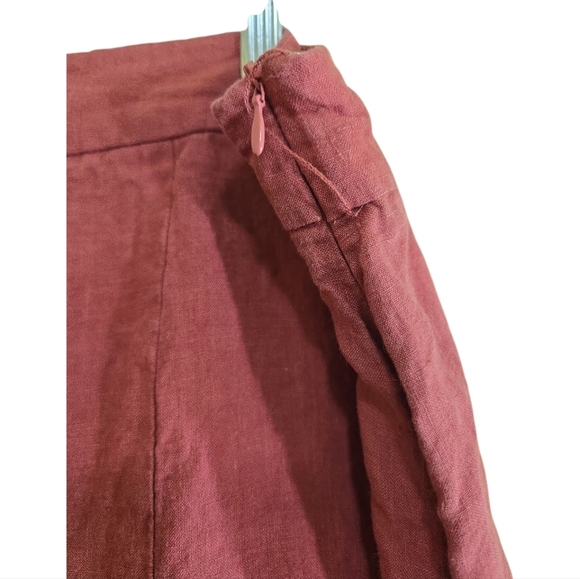 Amalie The Label Cleide Linen Midi Skirt in Dusty Clay 16 Side Slit - Picture 6 of 9